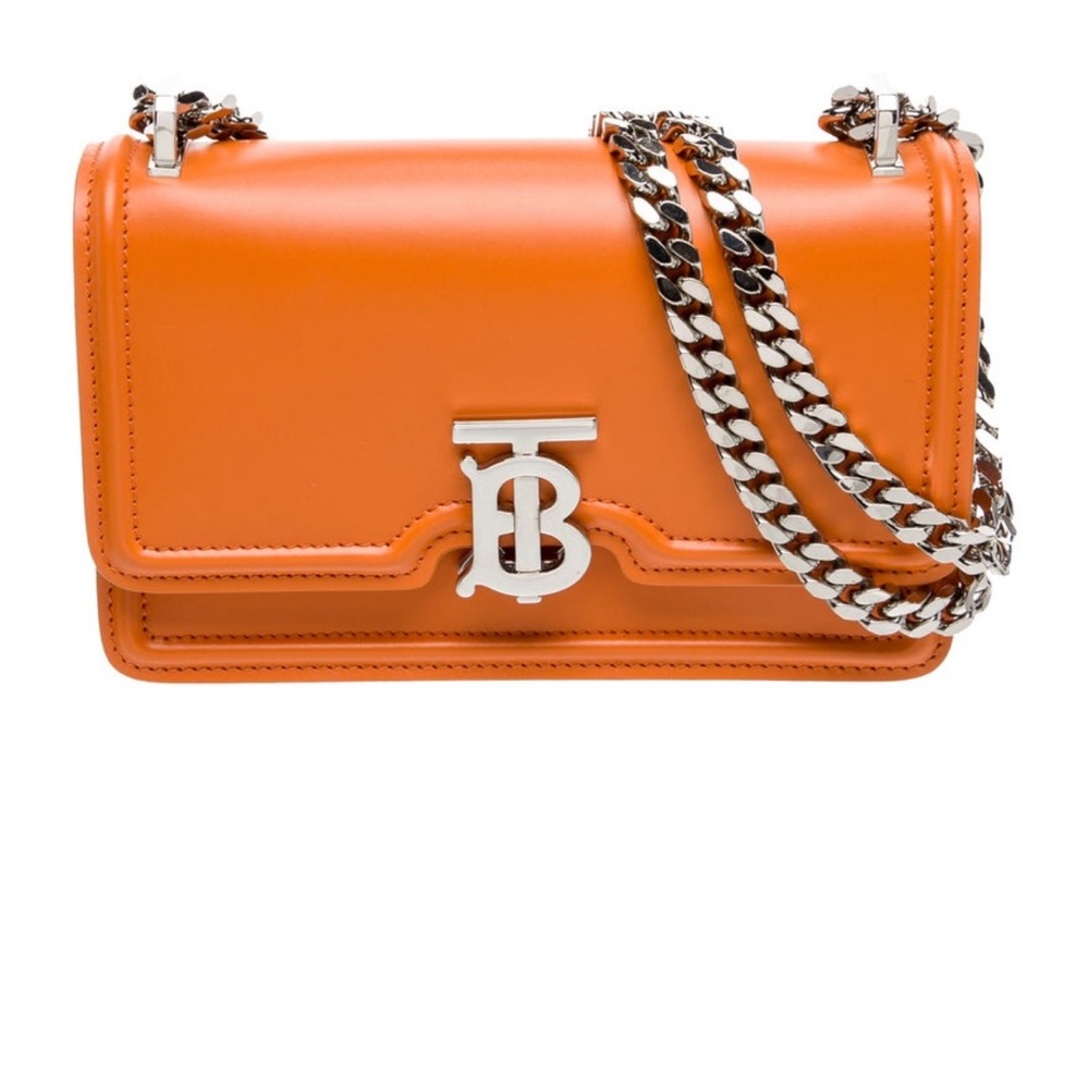 Burberry Orange Crossbody Bag with Silver Chain